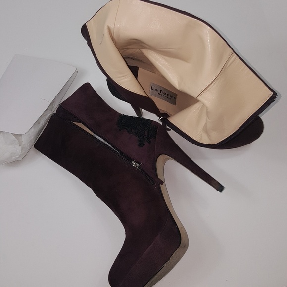 SOLDPurple Italian Booties La fenice Veneiza Plum Lace Suede Leather Ankle Boots - Picture 2 of 8